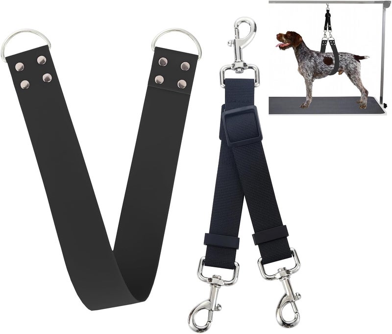 DISCPETSEC Pet Dog Grooming Belly Strap – 2 Inch Wide Waterproof Strong PVC Support Band, Grooming Loop Restraint for Pet Bathing & Grooming (Black-Short) - Image 1
